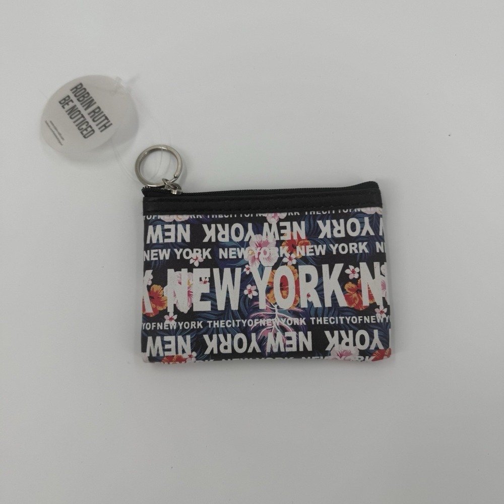 Robin Ruth New York Floral Zip Coin Purse Key Ring Pouch